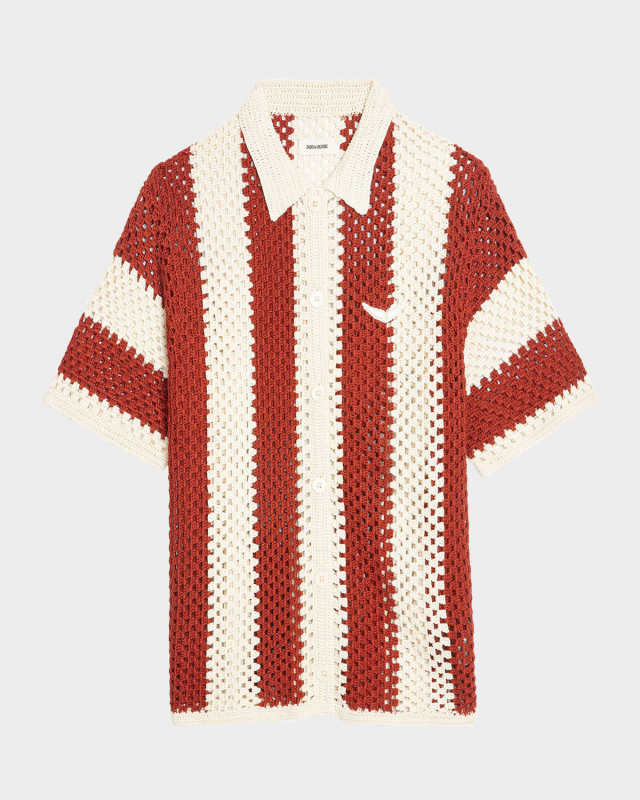 Ciara Striped Crochet-Knit Shirt